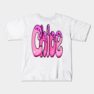 Chloe first name Graffiti style Pink Letters customised personalised custom gifts for girls Kids T-Shirt